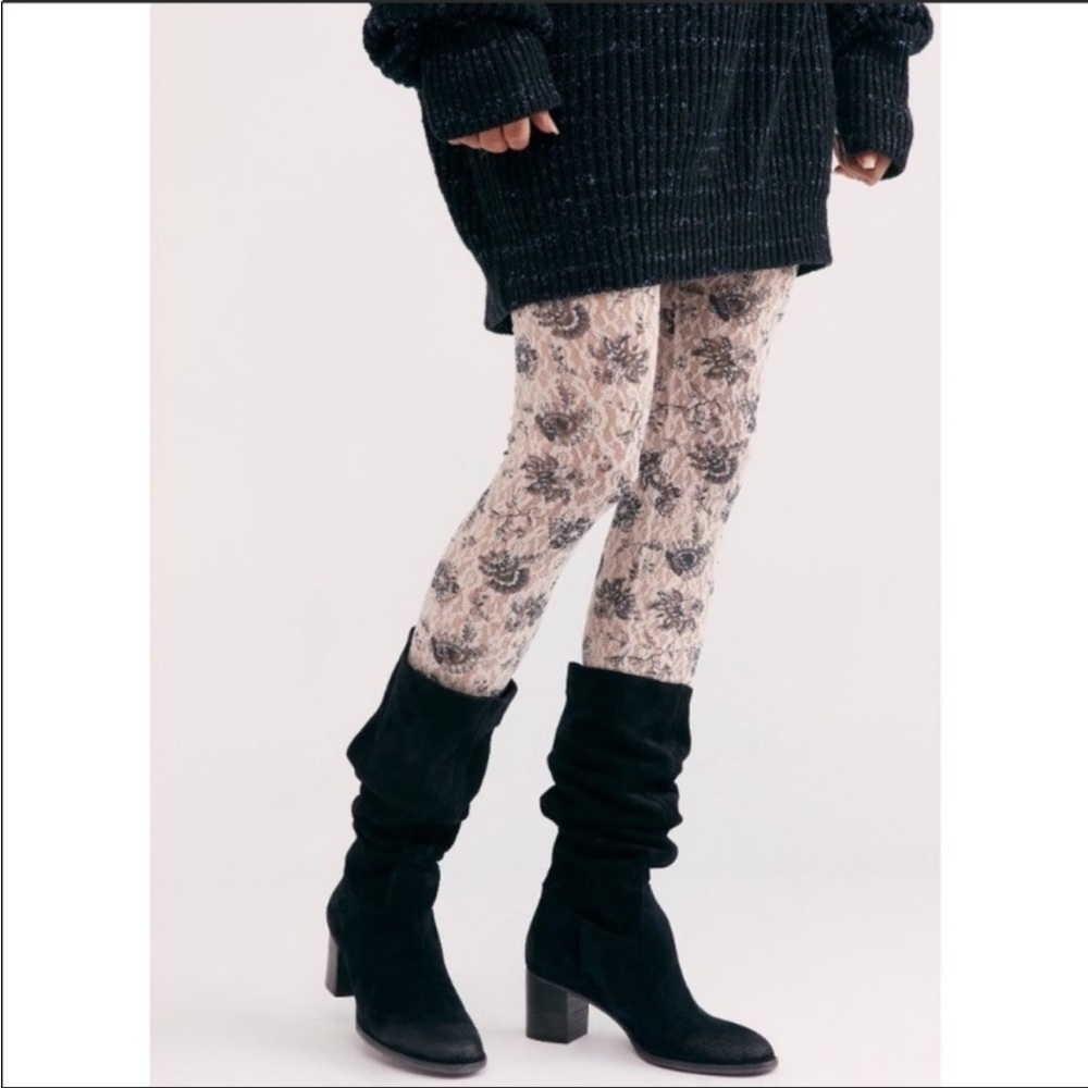 Free People Boots Cleo Slouch Suede Knee High Heeled Black Boots NIB US 9 EU 39 - Picture 7 of 14